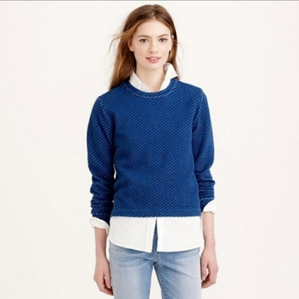 J. Crew Indigo Quilted Contton Sweatshirt XS